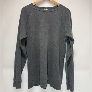 Vintage Cherokee Men's Gray Waffle Knit Long Sleeve Crewneck T Shirt 100% Cotton